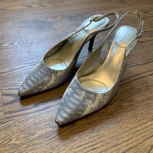 Calvin Klein Snakeskin slingback heels with pointed toe  size 7.5